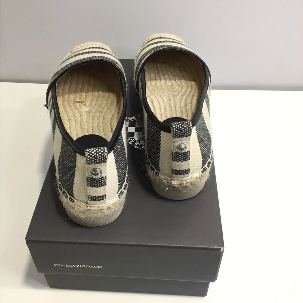Vince Camuto Black and Cream Espadrilles with Classic Style